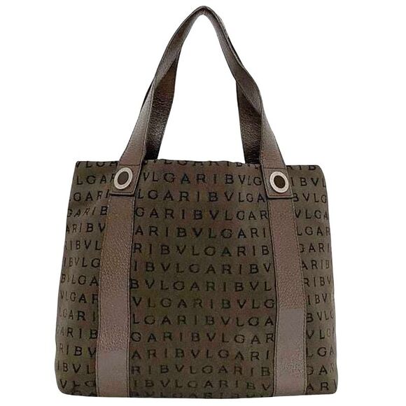 Bulgari Logo Mania Brown Canvas Tote Bag (Pre-Owned) - Picture 2 of 11